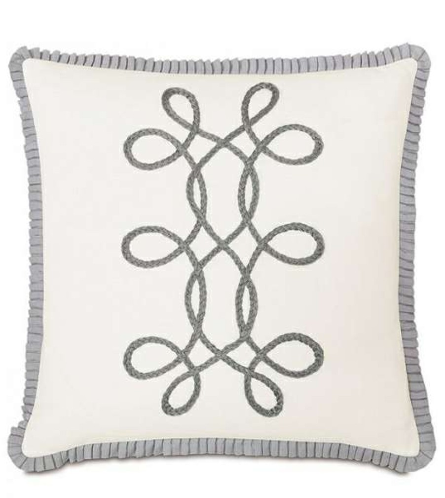 Decor * | Flash Sale Baldwin White Braid & Ribbon Pillow