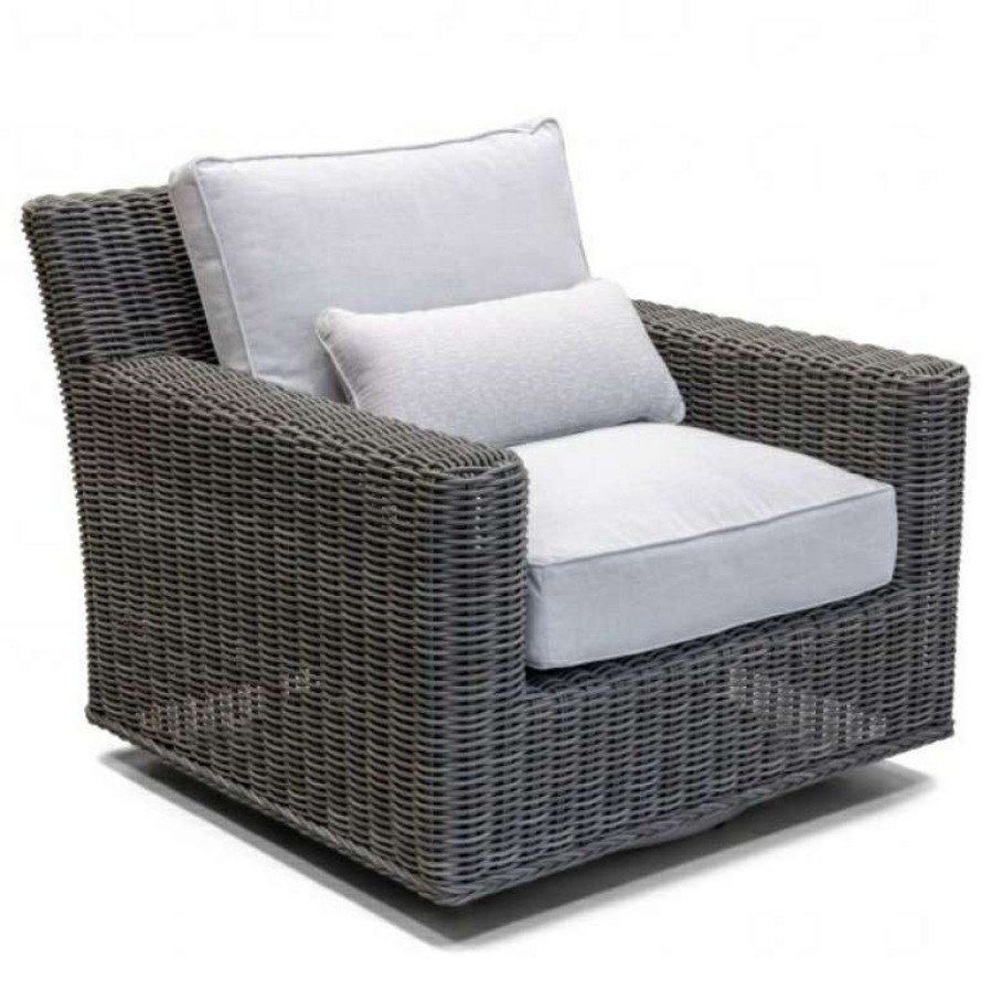 Outdoor * | Best Sale Rustic Woven Outdoor Swivel Chair