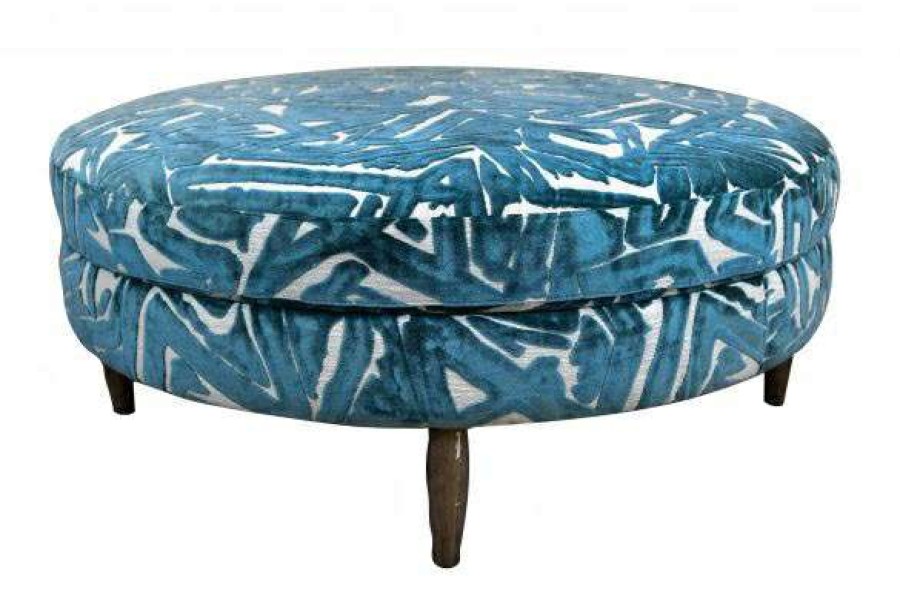 Living Room * | Premium Teal Mod Round Ottoman