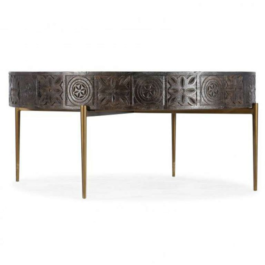 Furniture * | Best Sale Carved Round Cocktail Table