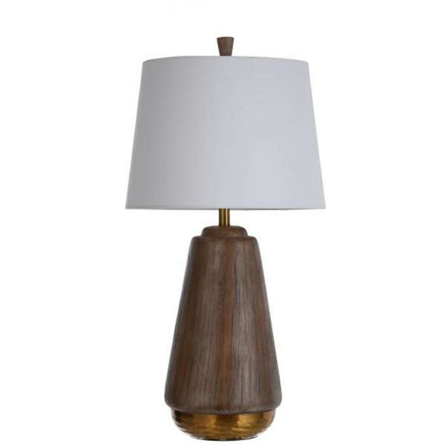 Decor * | Best Sale Round Faux Wood Lamp