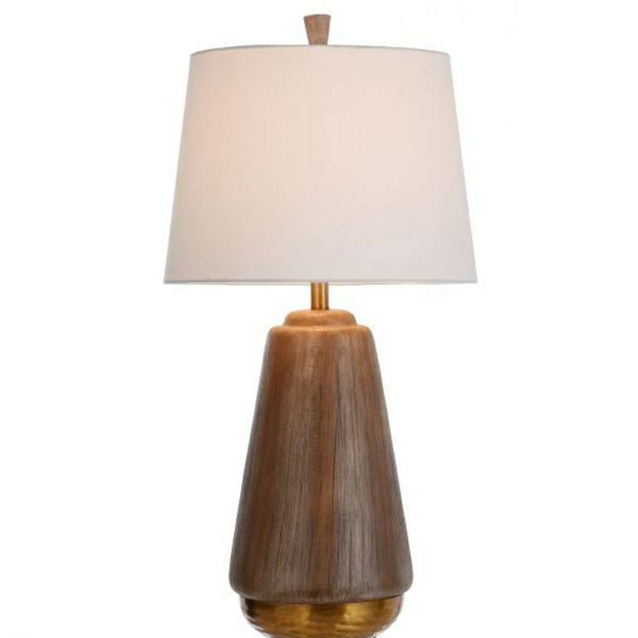 Decor * | Best Sale Round Faux Wood Lamp